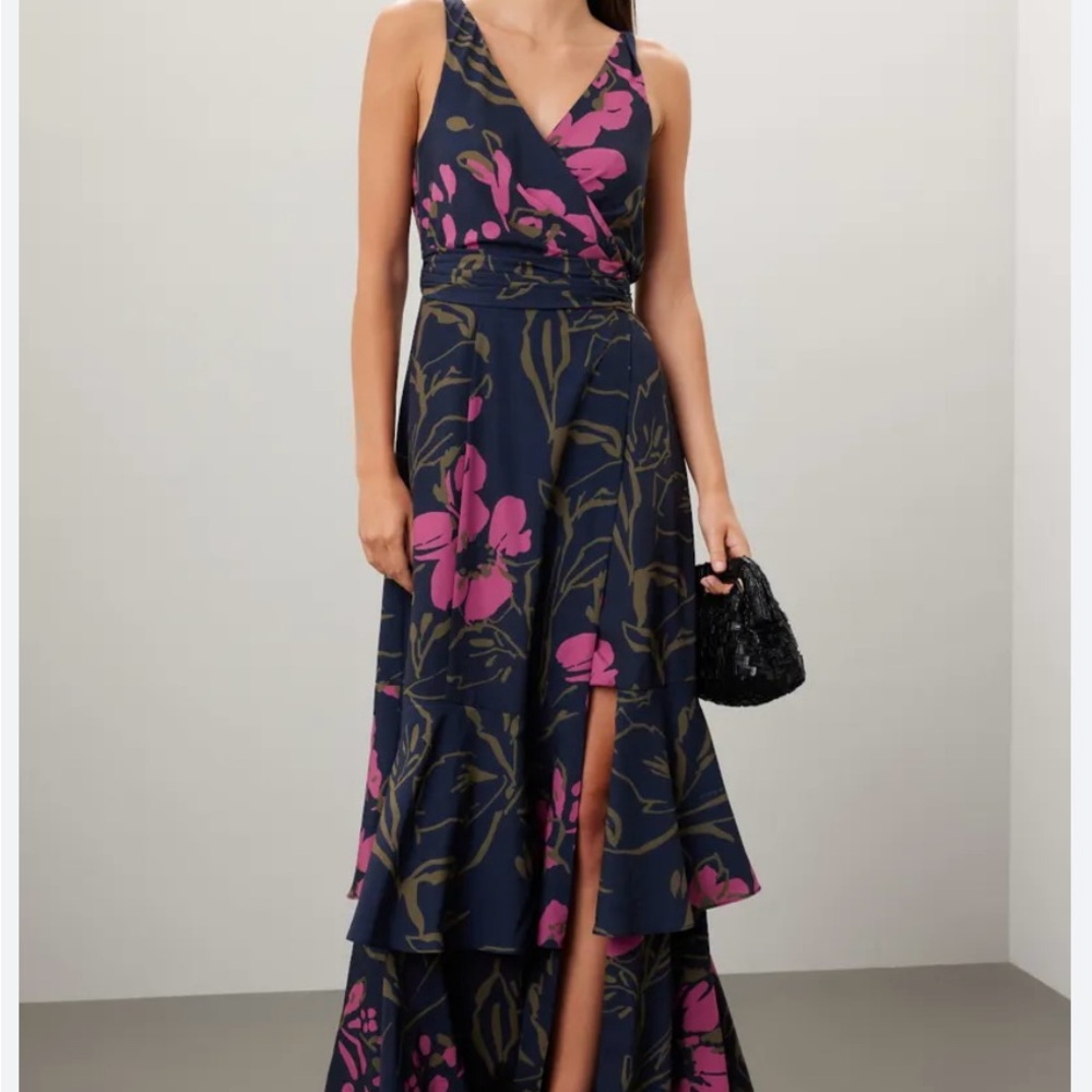 Slate & Willow Floral Wrap Gown